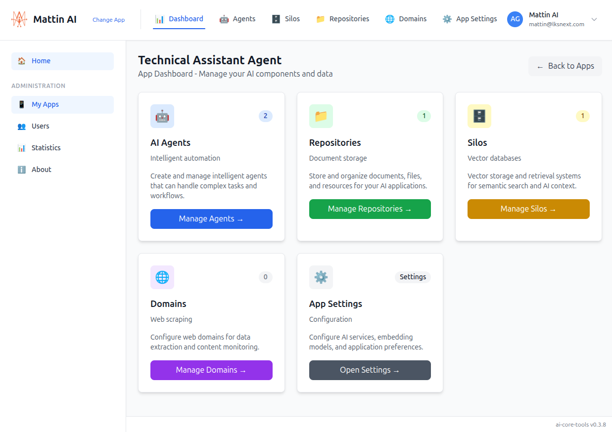 MattinAI Core Tools Login Interface